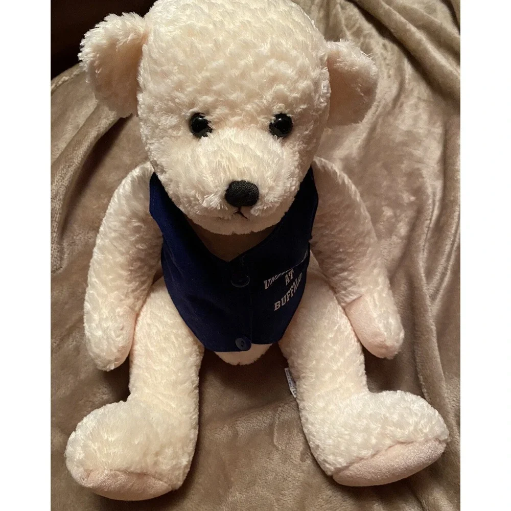Vtg University at Buffalo Teddy Bear Plush Chenille Blue Vest College 62960 14